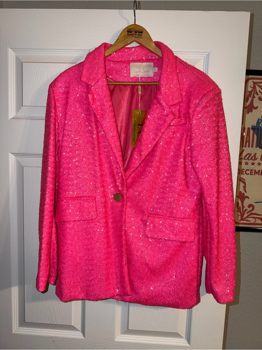 Woven Sequin Pink Blazer Jacket - Women